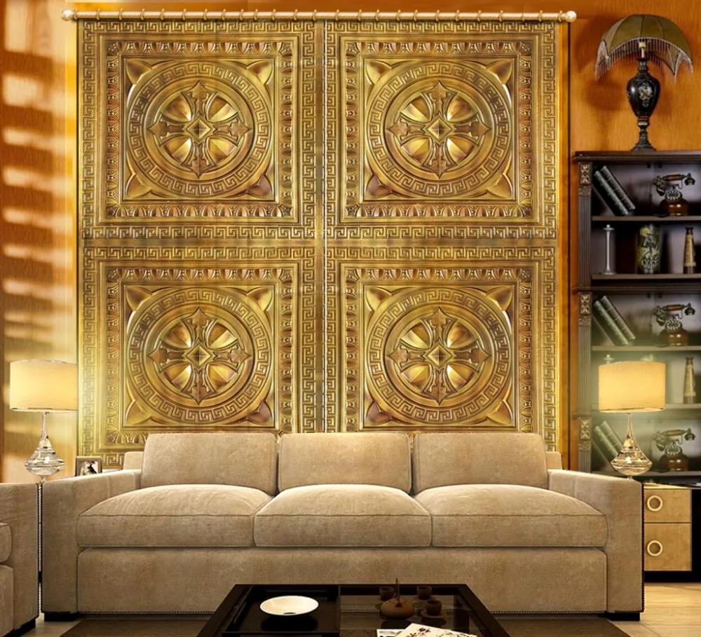 

European Luxury Curtains 3D Window Curtains Pattern Thick Blackout Curtains For Living Room Bedroom Decoration Drapes