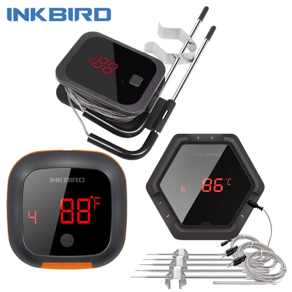 

IBT 2X 4XS 6X 3 Types Food Cooking Bluetooth Wireless BBQ Thermometer IBT-6XS Probes&Timer For Oven Meat Grill Free App Control