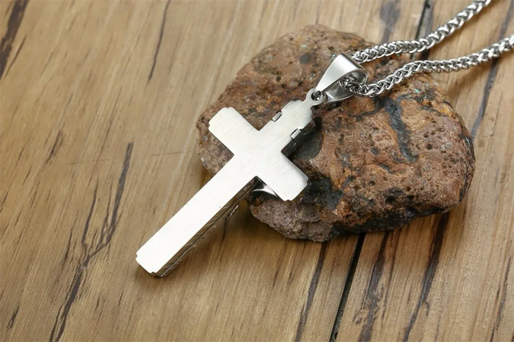 Мужская подвеска крест с надписью INRI, серебряное ожерелье из нержавеющей стали, ювелирные изделия для католического Иисуса Христа
