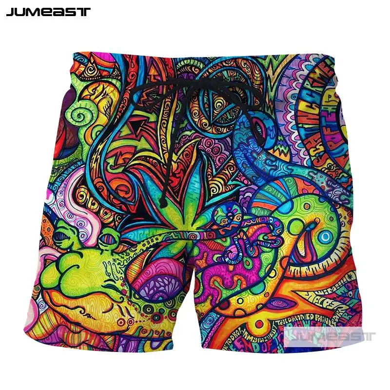 Jumeast 3D печатных Psychedelic абстрактные короткие брюки Красочные Totems для мужчин/женщин свободный размер Короткие Новинка доска шорты линия робот