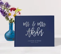 personalized wedding navy blue guest book sign in mrmrs wedding journals instant photo ablums guestbook