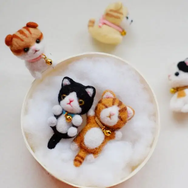 Q версия котят и собак шерстяной набор для рукоделия войлок игла валяние