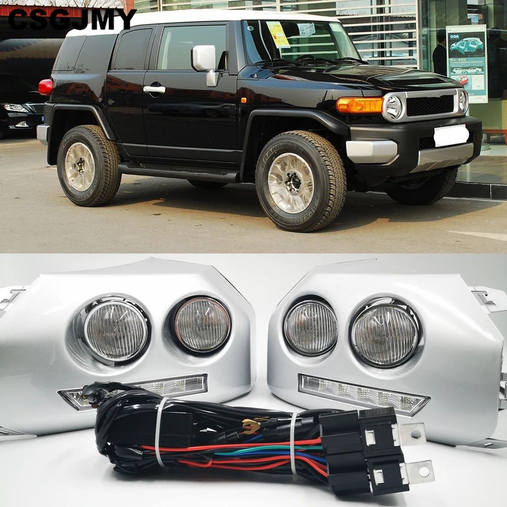 1 пара автомобиля светодиодный DRL Дневной Бег светильник для Toyota Fj Cruiser 2007 2008 2009 2010 2011 2012 2013 рама противотуманной фары противотуманные светильник