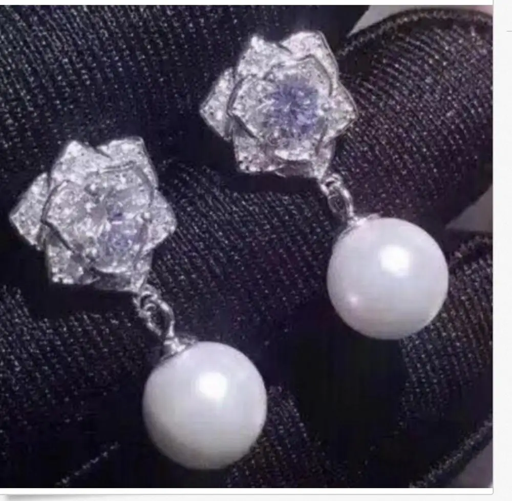 

Gorgeous10-11MM серьги из белого жемчуга ЮЖНОГО МОРЯ 925s