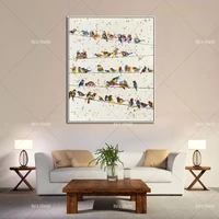 wall decoration handpainted canvas oil painting colorful birds canvas picture abstract modern animal painting for living room