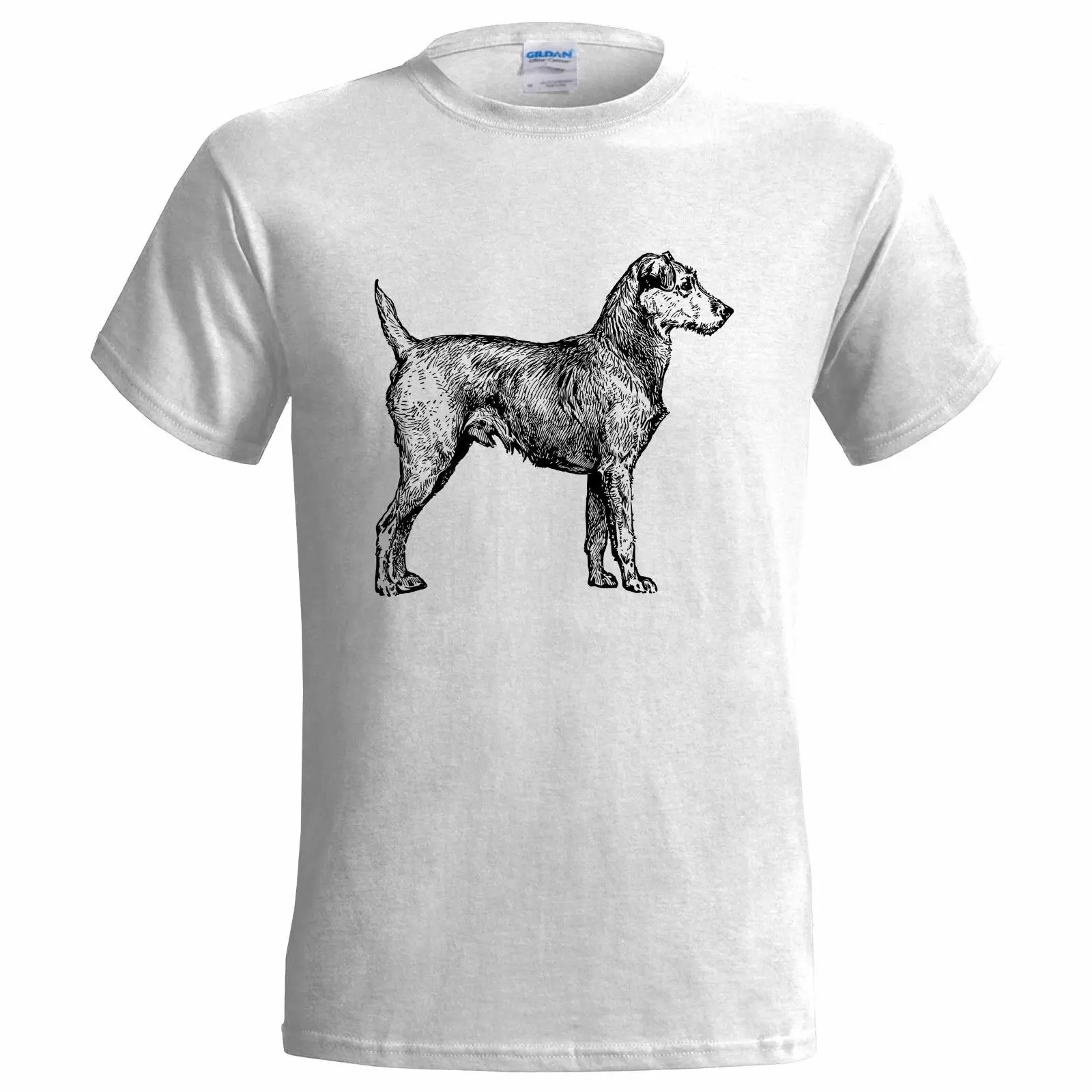 Для мужчин футболка 100% хлопковые рубашки с принтом ирландское терьер эскиз S T