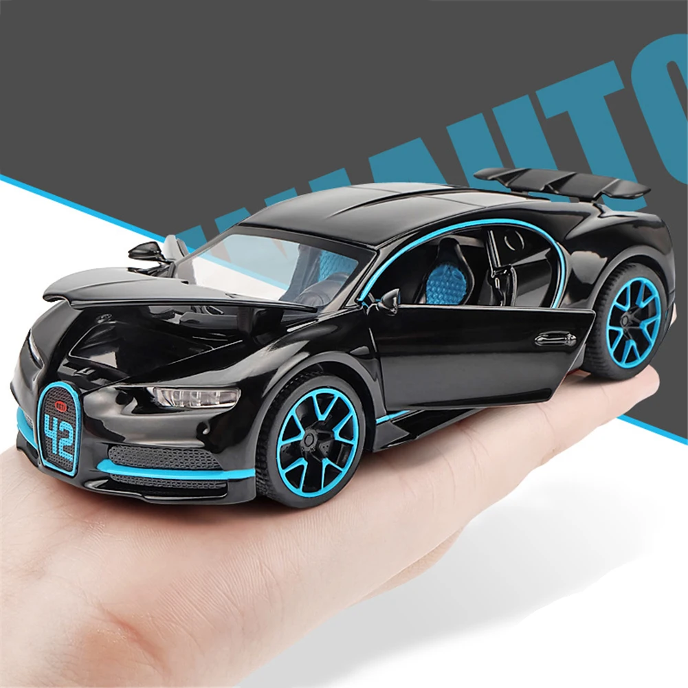 Для 1:32, новинка, Bugatti, сплав, модель, звук и светильник, оттягивающий назад, игрушечный автомобиль с базой, детский подарок на день рождения