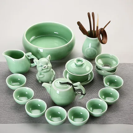 Longquan Celadon чайный набор кунг-фу домашний японский стиль простой пуэр чайный набор Современный чайник чайная чашка с крышкой чаша аксессуары для чая - Цвет: 05 Teaware Sets