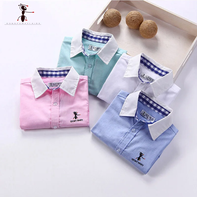 Повседневные рубашки для мальчиков от известного бренда GFMY Детские с отложным