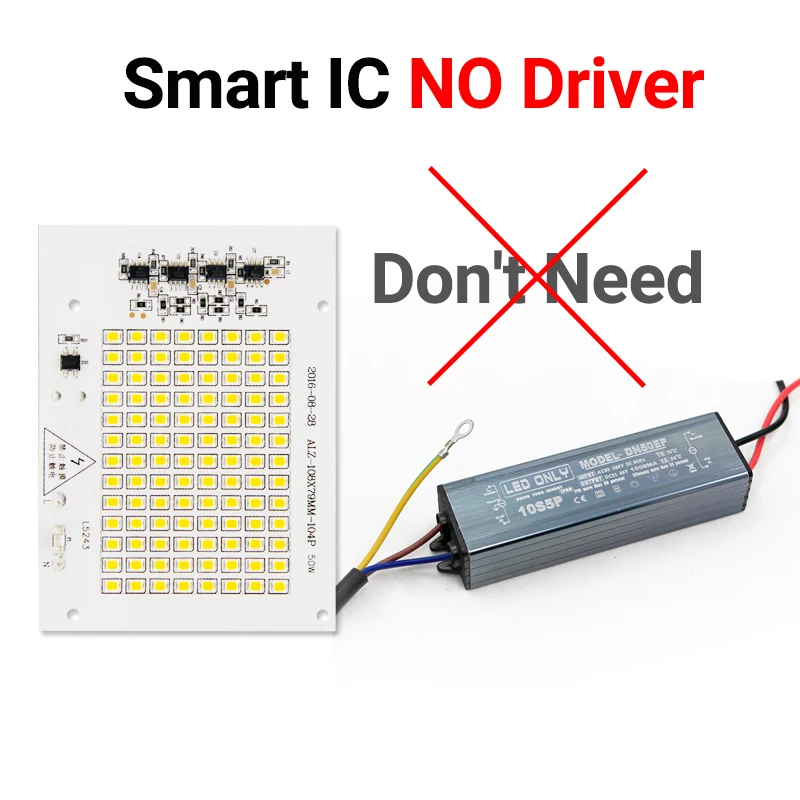Smart IC светодиодный чип лампы SMD 2835 220 V 10 W 20 30 50 100 Мощность прожектор