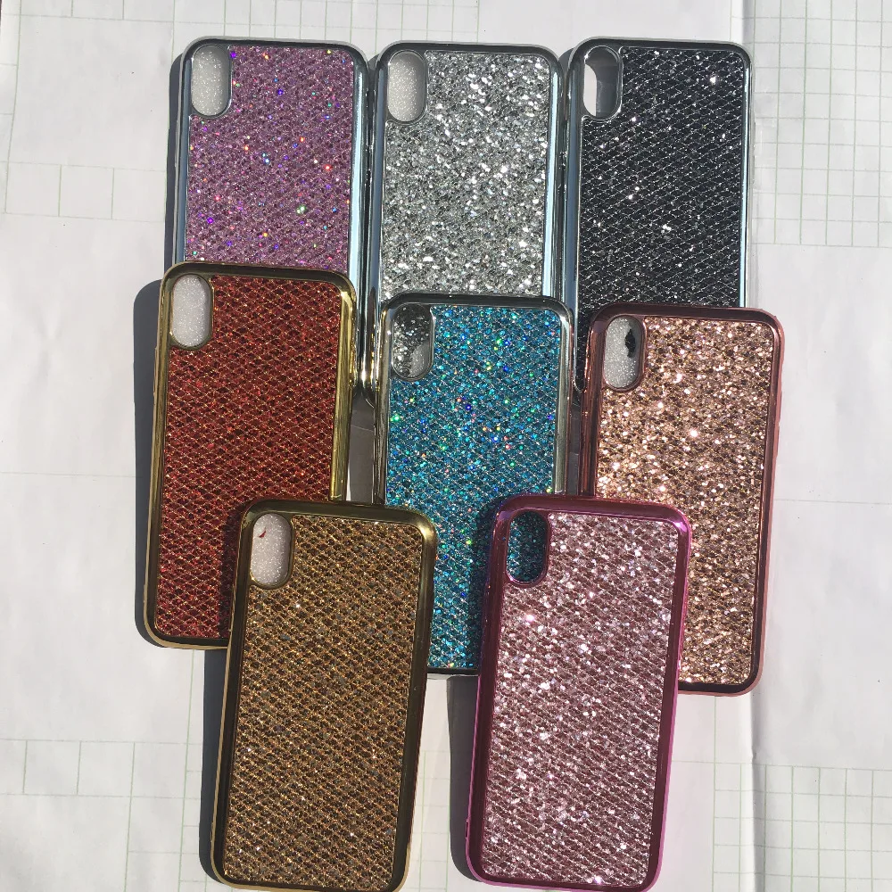 Sequins Phone Case for iPhone X case Silicon Bling Glitter Plating Soft TPU Cover 5 5S SE 6 6s 7 8 plus Fundas |