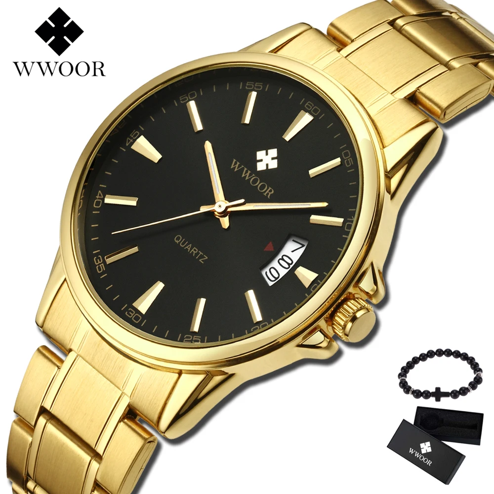 

WWOOR luxury brand Watches men quartz sport military men Watch steel wristwatches Casual watch relogio masculino 3 word calendar
