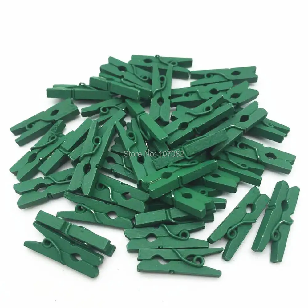 

1000pcs 1" 25MM Dark Green Christmas Wooden Clothespins Mini Clothes Pins Pegs For Scrapbooking Embellishments