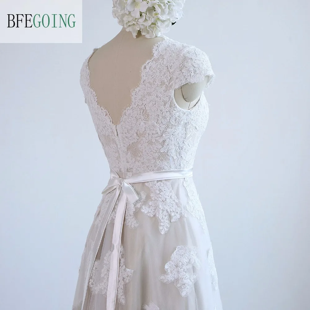 Кружевное Тюлевое свадебное платье А-силуэта цвета слоновой кости