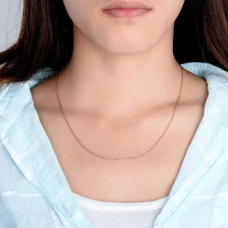 LOVERJEWELRY 18 дюймов цепочка ожерелье в твердом 18K/750 розовое золото около 45 см|necklace