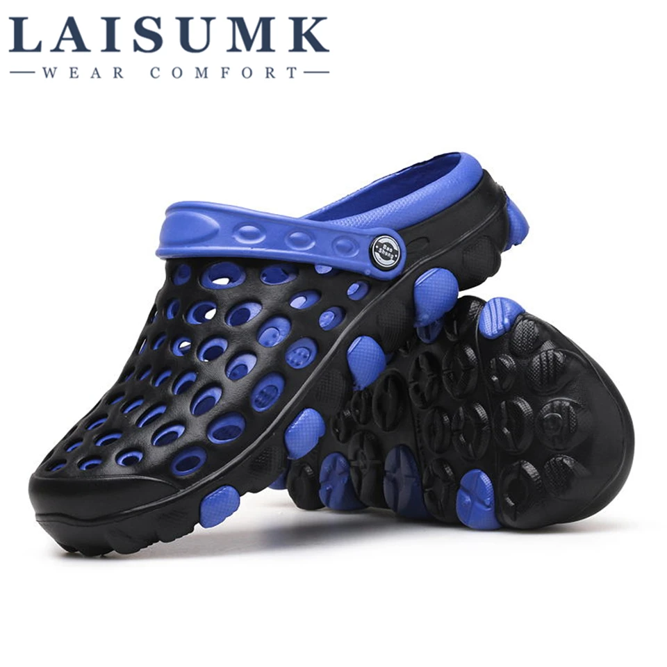 LAISUMK Summer Mens Clogs Beach Slippers For Men Garden Shoes Mule Fashion Candy Color Adult Clog EVA Materials | Обувь