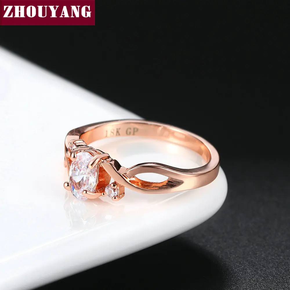 Женские обручальные кольца ZHOUYANG простая волнистая форма Овальный кубический