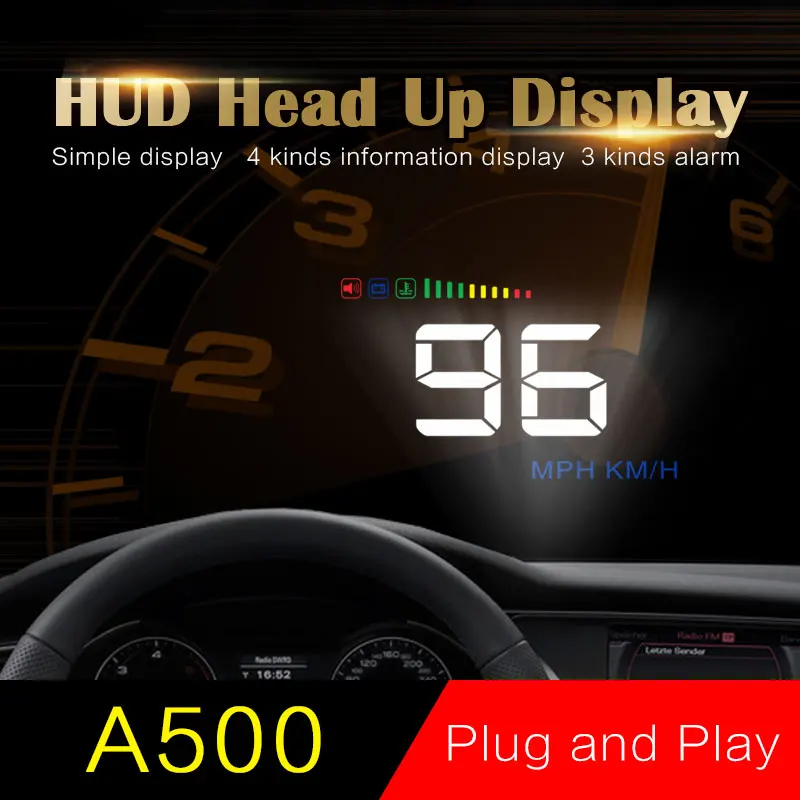 

Hud Head Up Display A500 Car Speed Projector 3.5Inch Universal Car-styling Windshield OBD2 GPS Digital Car Speedometer Alarm