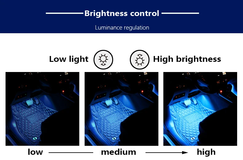 4pcs Car RGB LED Strip Light LED Strip Lights Colors Car Styling Decorative Atmosphere Lamps Car Interior Light With 12V