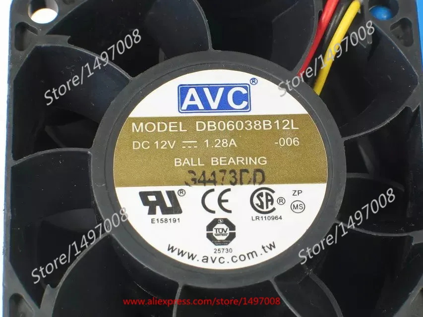 Вентилятор охлаждения сервера AVC DB06038B12L 006 12 В постоянного тока 1 28 А 60x60x38 мм|square