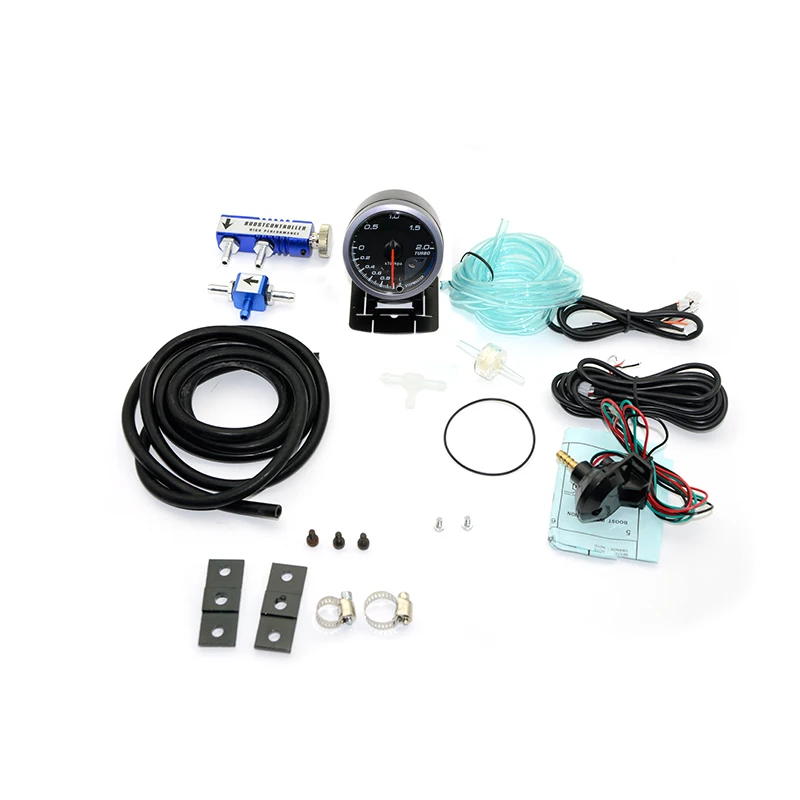 With Blue Controller 60 мм Автомобильный турбо Boost gauge 2BAR+ Регулируемый контроллер турбо ускорения комплект 1-30 PSI автомобильный метр - Цвет: With Blue Controller