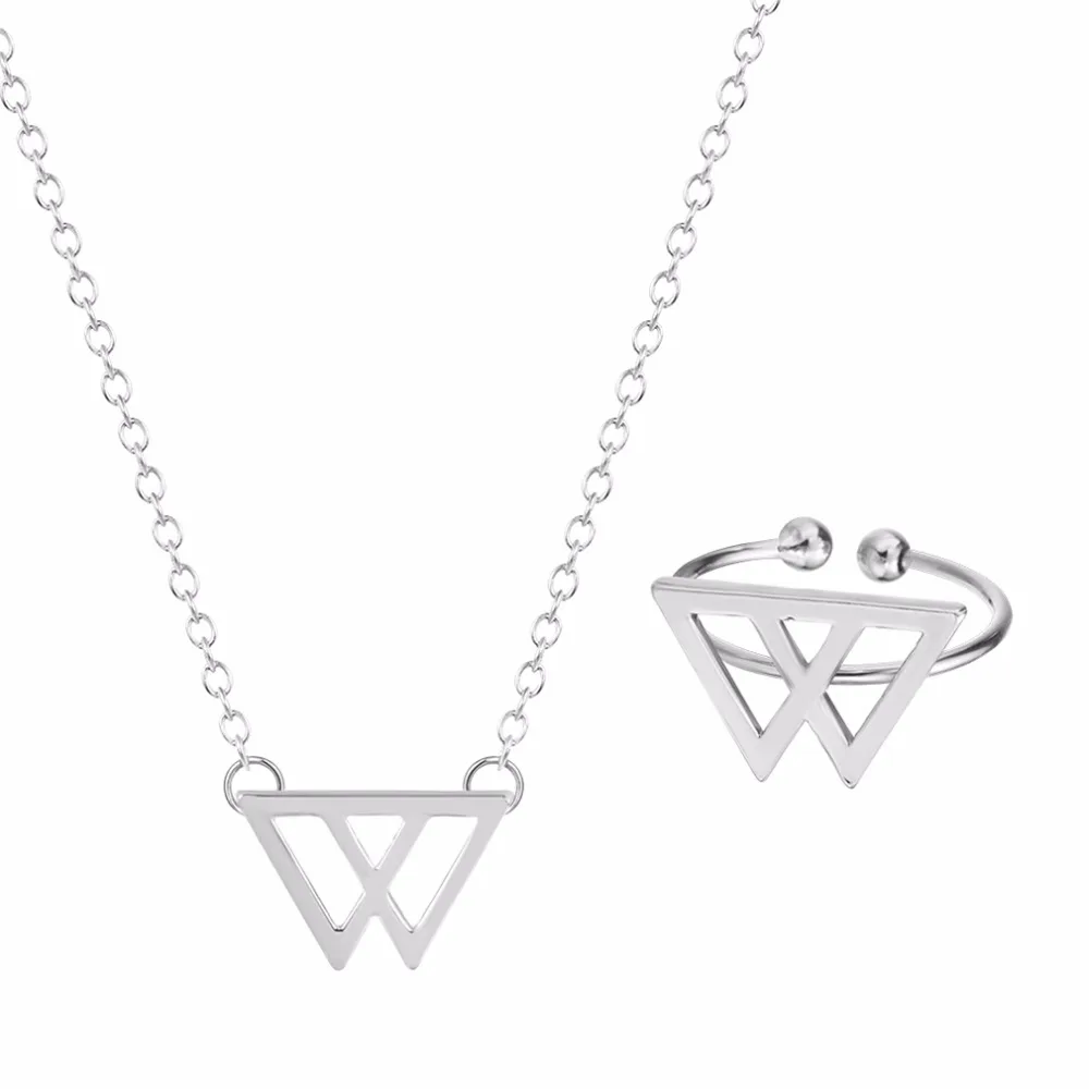 2017 золотой цвет перевернутый шеврон ожерелья с треугольниками & Кольца для