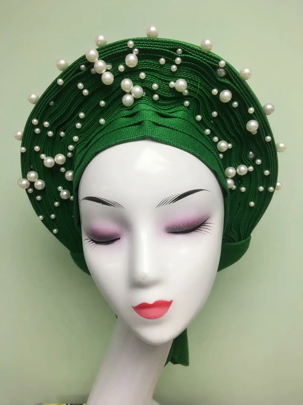 Африканская Женская шаль ASO OKE авто-геле для вечерние горячая Распродажа нигерийская Кружевная повязка на голову красная кружвная ткань 1 шт./лот