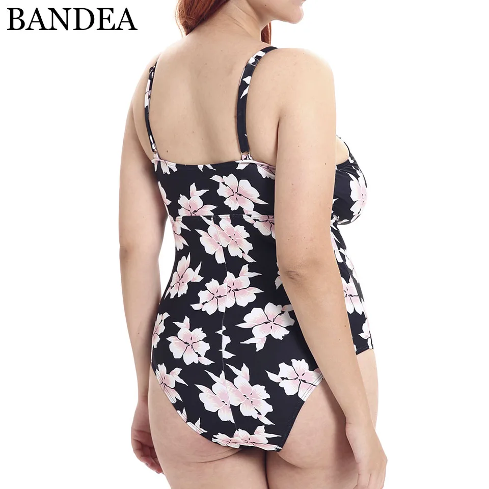 

BANDEA Sexy Women Plus Size Swimsuit Swimwear Flower Print One Piece Bodysuit Bathing Suit Women Maillot De Bain 4XL