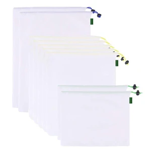 DCOS многоразовые мешки для производства сетки, экологически чистые мешки для производства фруктов и овощей с завязками для покупок и Stora