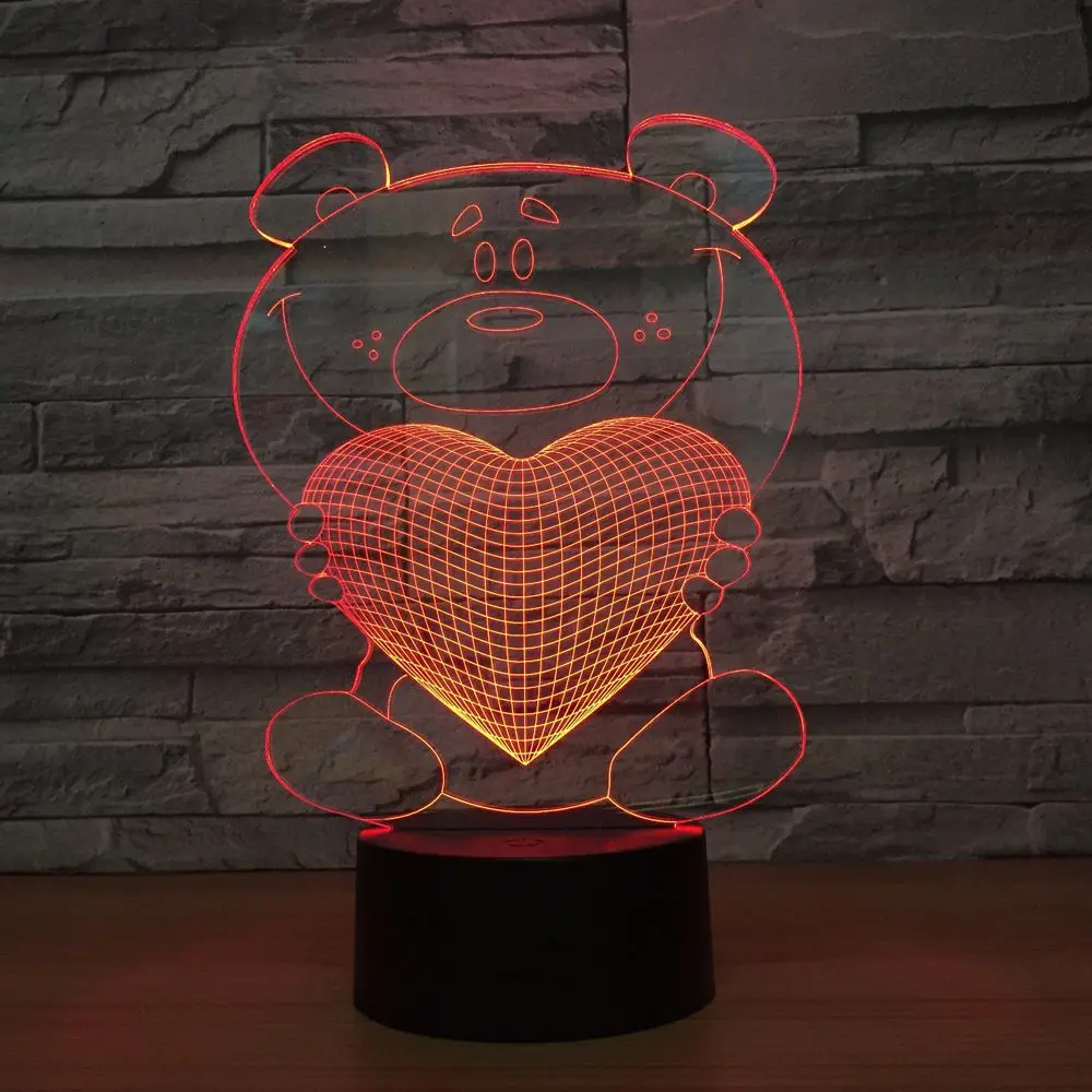 Светодиодный ночсветильник Bear hug love 7 цветов барная настольная лампа ночная