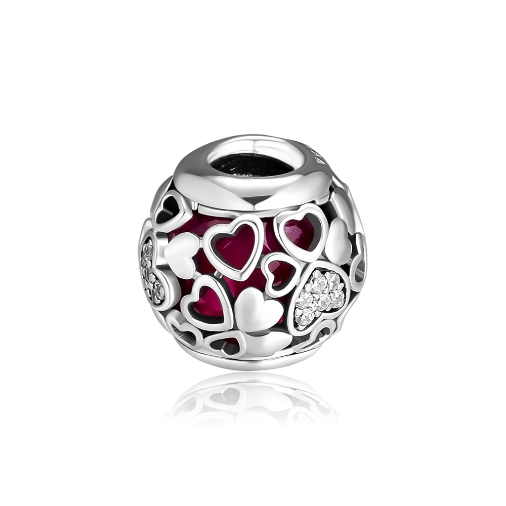 BEADS for Jewelry Making BraceletS Encased in Love cHarMs with Pink CZ 100% 925 OrigiNal Sterling Silver Jewerly Free Shipping | Украшения