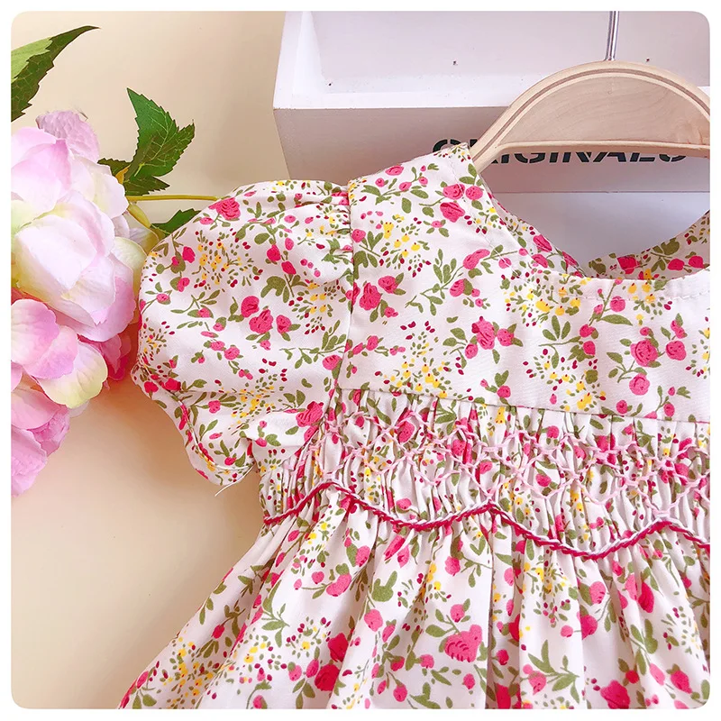 Girl Smocked Dress Summer Cotton Flower Fashion Baby Boutique Clothes Kids Party Princess Beautiful G108 | Детская одежда и обувь