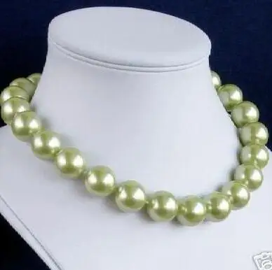 

Charm! 12mm 18''Green Sea Shell Imitation Pearl Necklace>>> free shipping