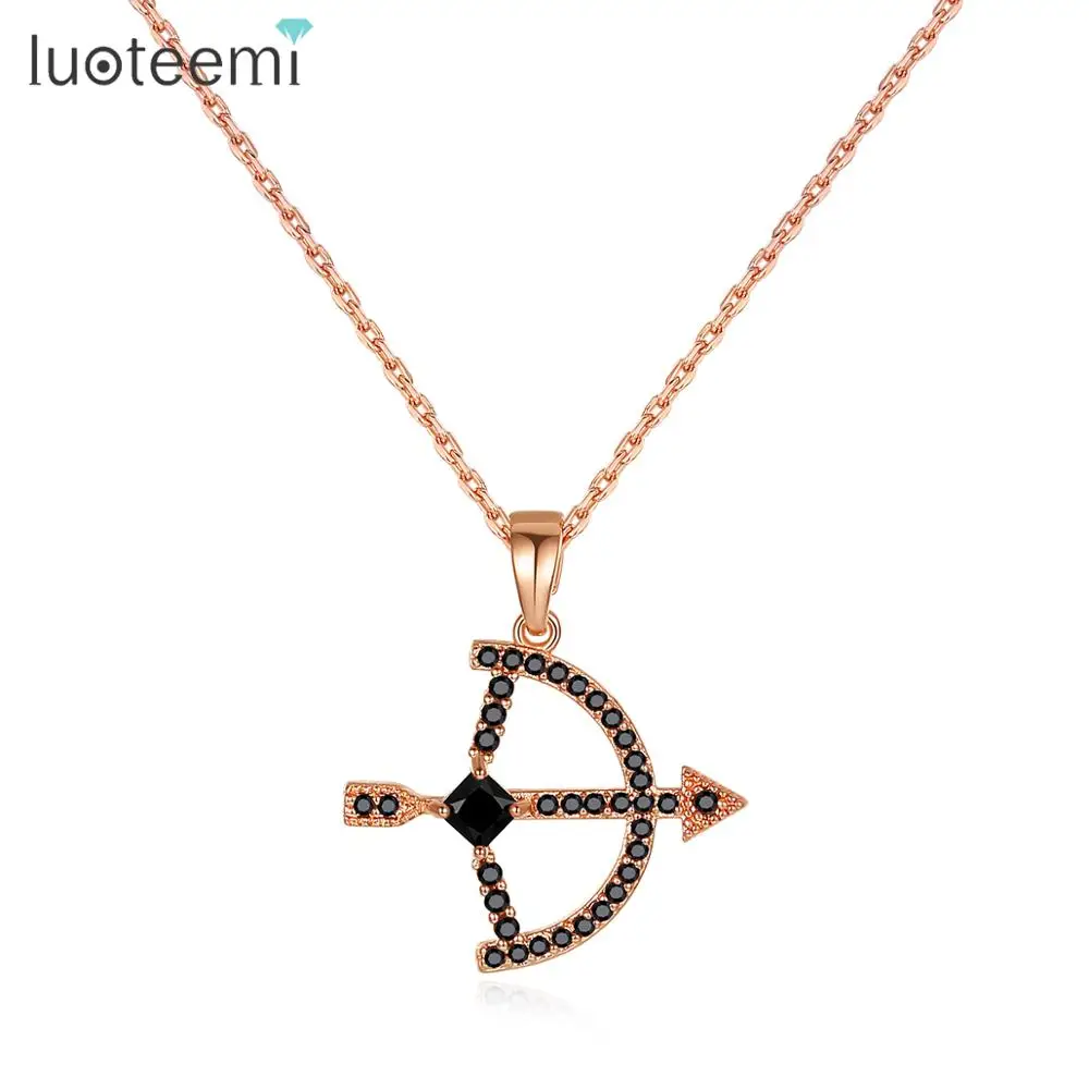 LUOTEEMI дизайн лук и Стрела кулон ожерелье для женщин свидание Роскошный CZ