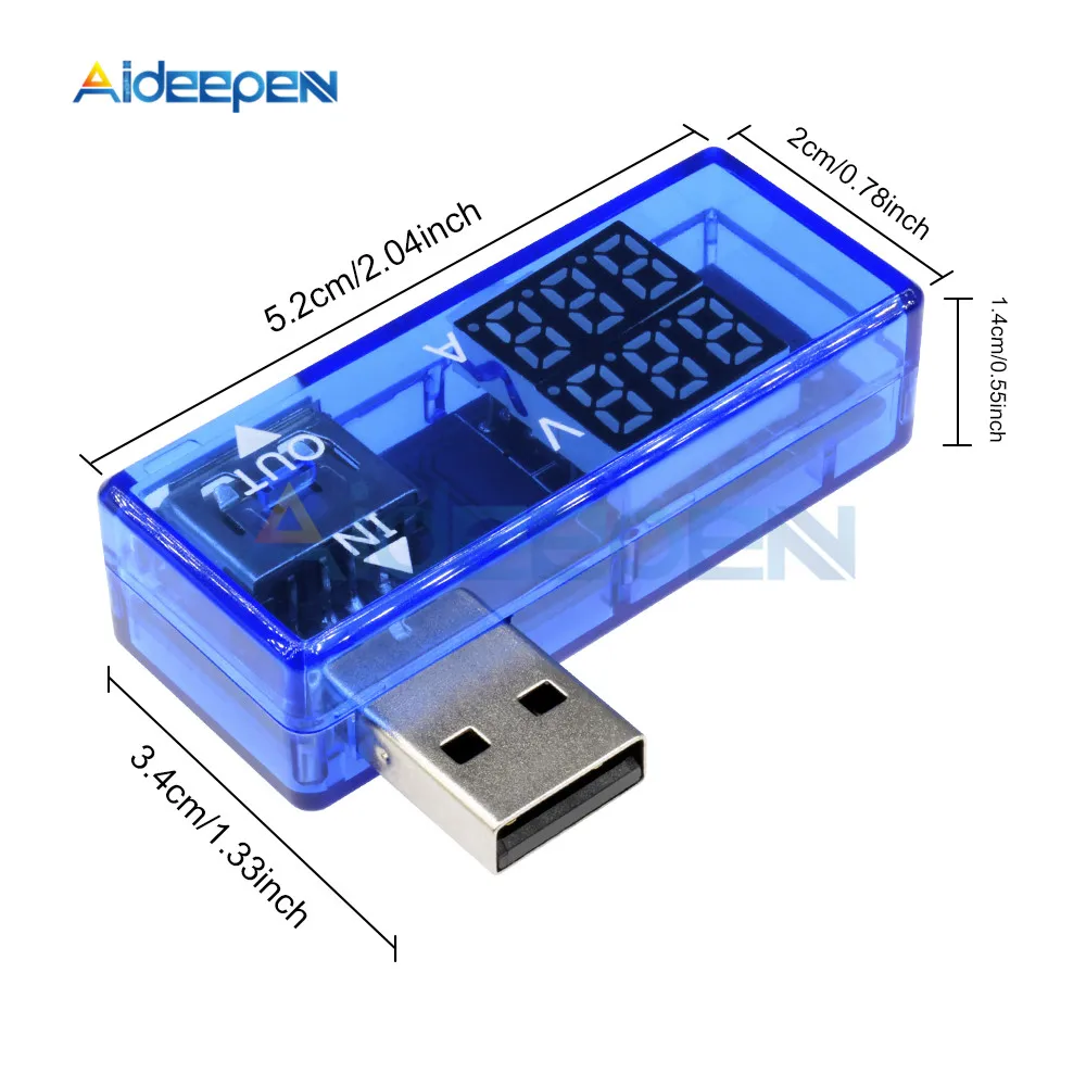 Мини 5 в двойной цифровой вольтметр Амперметр Красный Синий USB измеритель