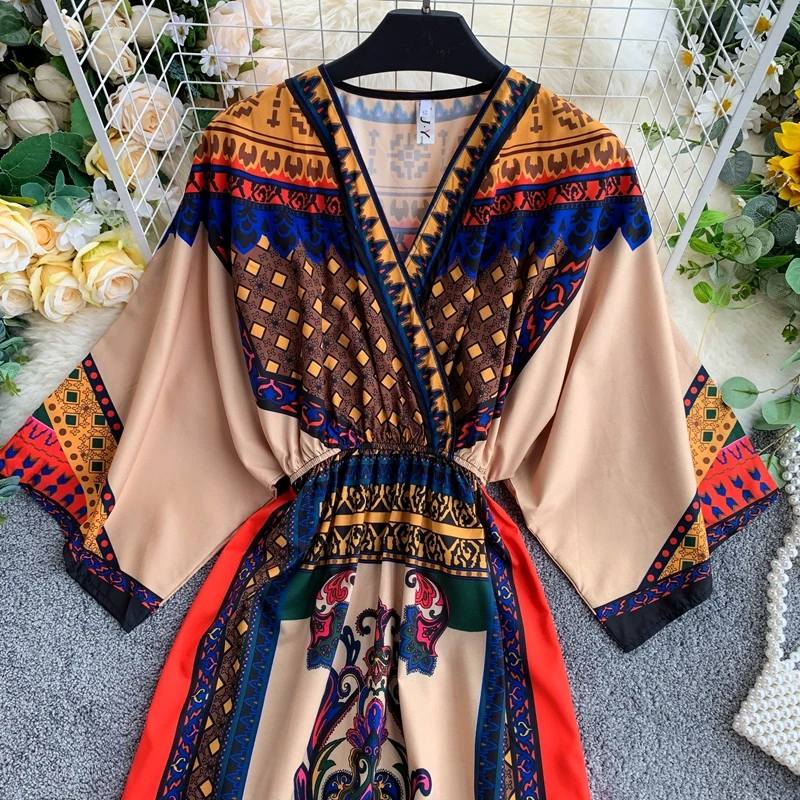 Новинка 2019 модные женские платья праздничное платье с этническим принтом