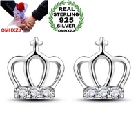 omhxzj wholesale fashion princess girl jewelry aaa zircon drill real s925 sterling silver crown stud earrings ys88