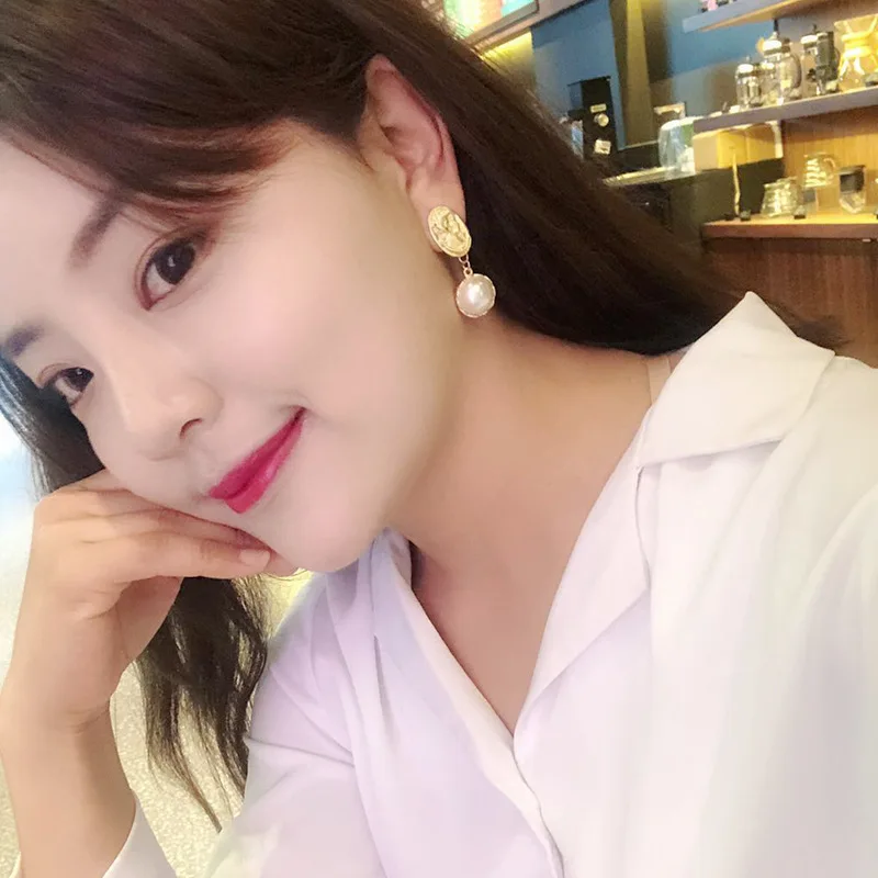 Корейская голова королевы Портрет Мода темперамент жемчужные серьги