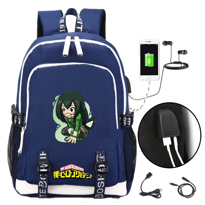 12 Рюкзак для ноутбука с зарядкой через usb My Hero Academy, нейлоновые школьные сумки, холщовый рюкзак для путешествий, женский рюкзак с аниме Midoriya Izuku Back Pack - Цвет: 12