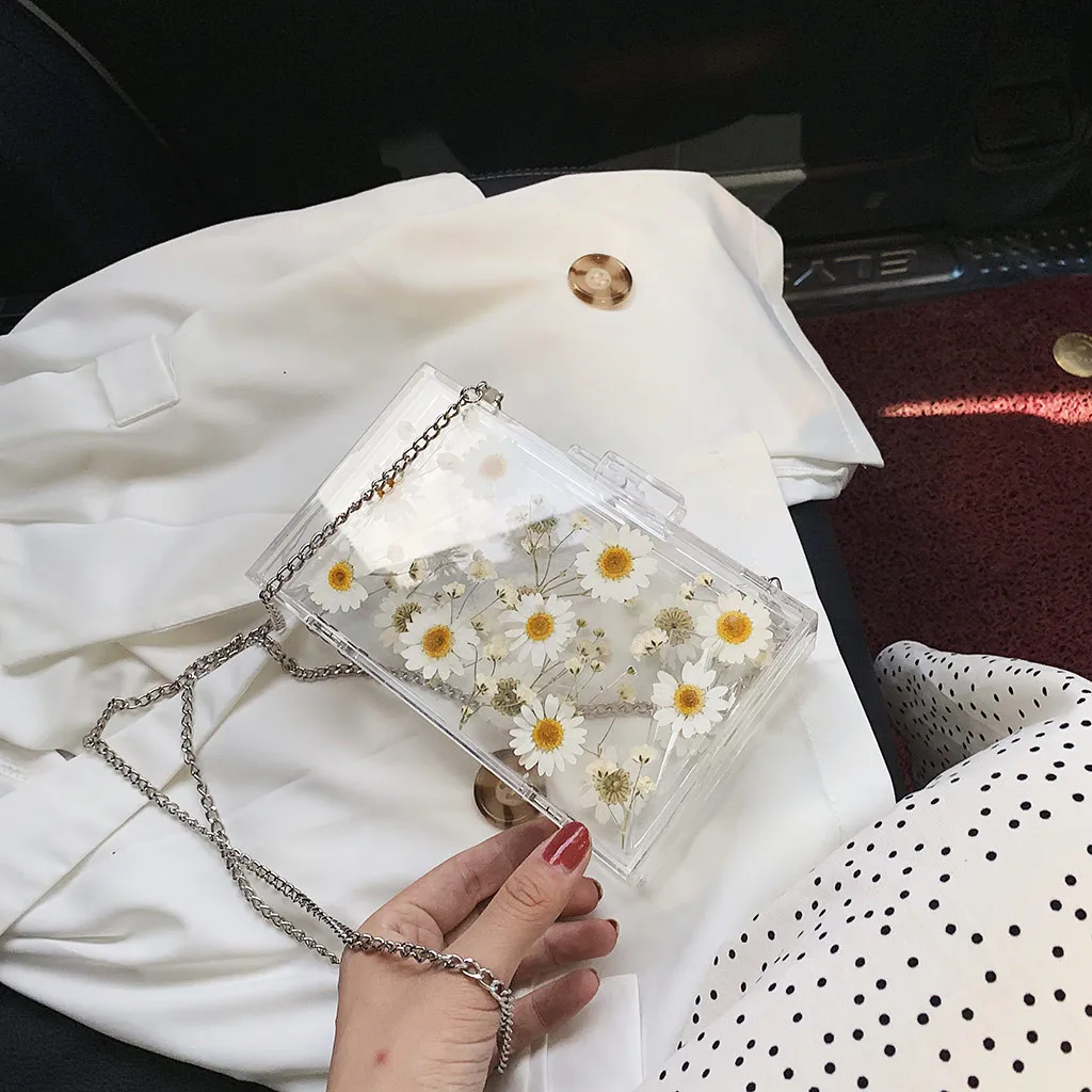 Bolsa Feminina, женская прозрачная сумка, цветок, для путешествий, маленькая квадратная сумка с клапаном, чехол, водонепроницаемая сумка через плечо
