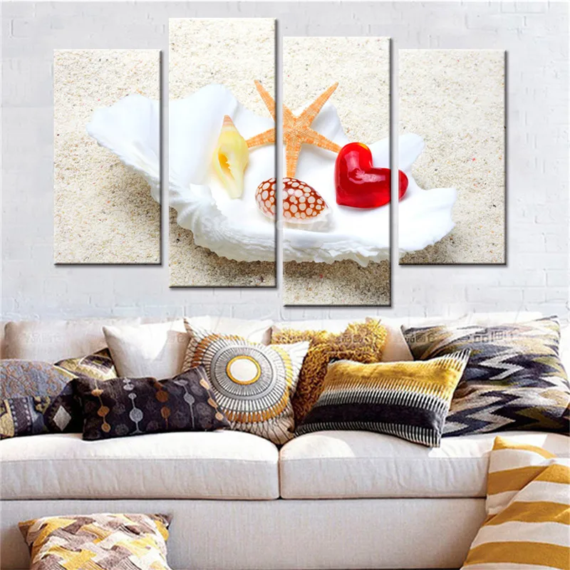 CLSTROSE 4 панели пляжная лодка праздничный настенный художественный Рисунок