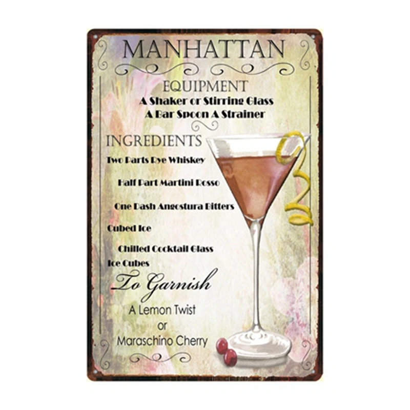 [Kelly66] Коктейль Lounge Mai Tai Margarita GIN FIZZ металлический знак оловянный плакат домашний Декор Бар настенная живопись 20*30 см размер Dy67 - Цвет: Dd-1009