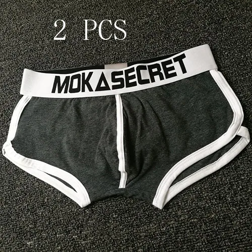 2 шт./лот, мужское нижнее белье, боксеры, широкий пояс, Homme Calzoncillos, трусы, одноцветные, чёсаный хлопок, мужские трусы, боксеры, шорты Hombre - Цвет: 2 dark grays