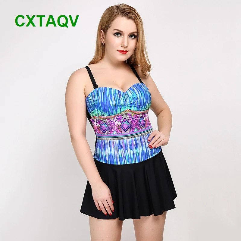 Облегающее платье для плавания с эффектом пуш-ап эластичное размера плюс 4XL 5XL хит