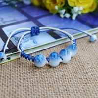 new original chinese style ceramics beads girls bracelet adjustable handmade braided bead charms bracelet women jewelry gift
