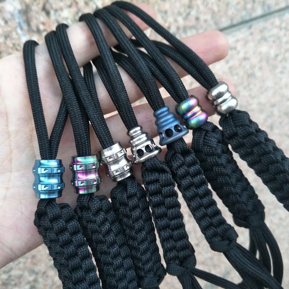 Нож из титанового сплава TC4 нож с бусинами шнурок Паракорда на веревке осенний