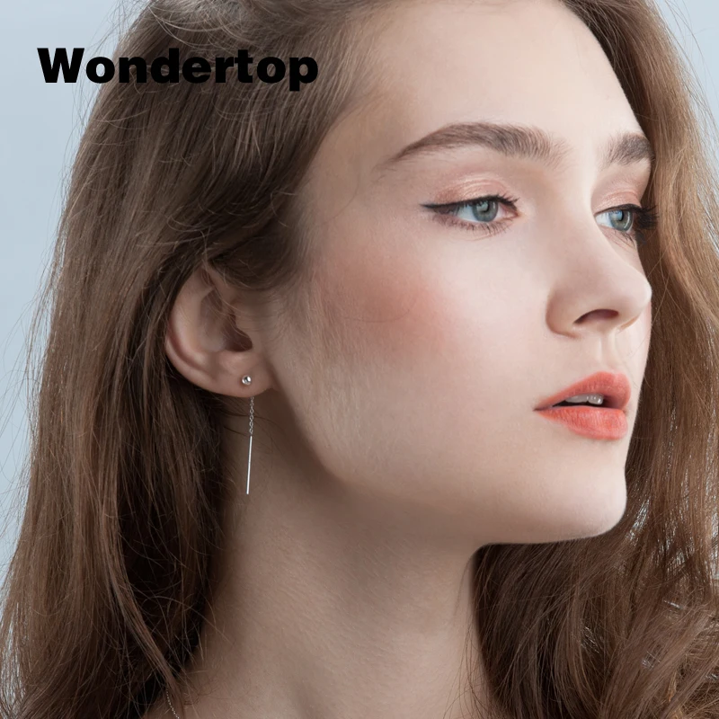Wondertop оригинальный S925 Серебряный шар bead Threader падение висячие серьги для 2017 Для