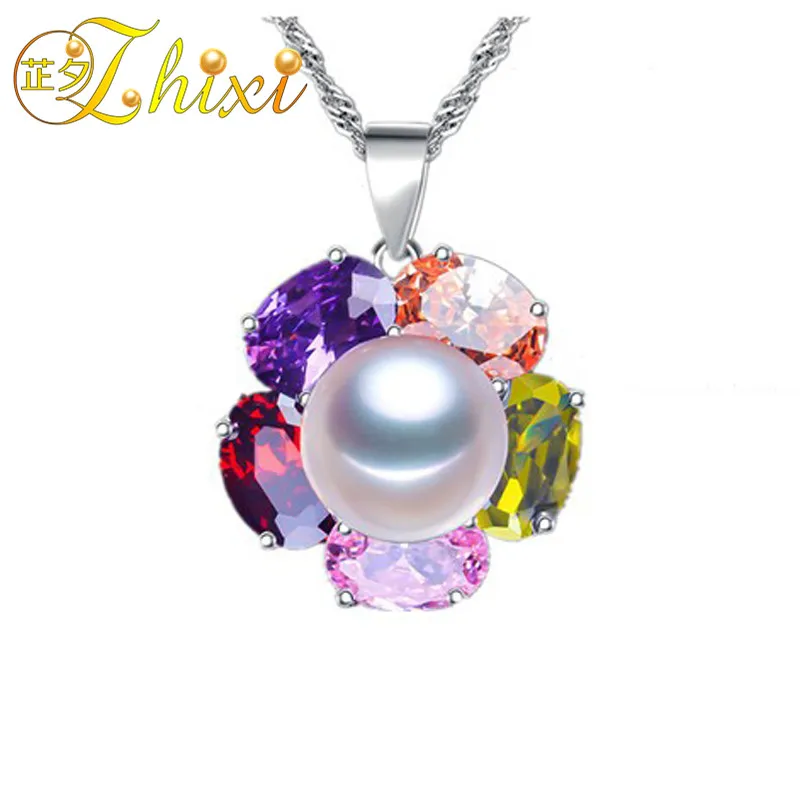 Чжиси жемчужное ожерелье кулон красочные ювелирные украшения сияющее
