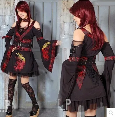 Горячая продажа дракон вышивка KERA журнал стиль кимоно готическая одежда горячая