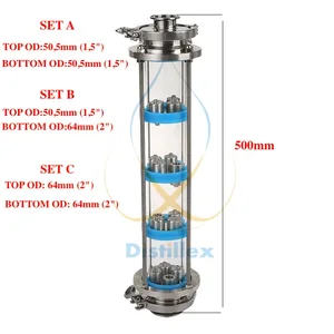 Новая пузырчатая тарелка SS304, дистилляционная колонка с 4 секциями для дистилляционной стеклянной колонки